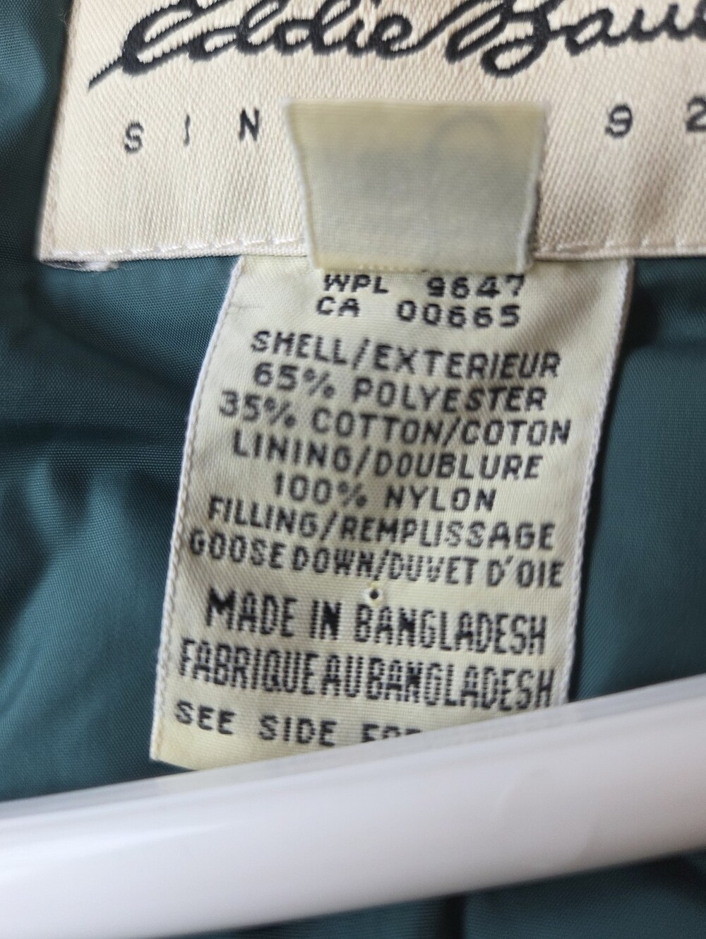 Vintage 90s Eddie Bauer Teal Polar Parka SNOWLINE Goose Down Parka Jacket Size L - Picture 9 of 11